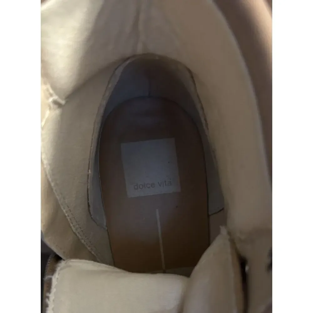 VGC Dolce Vita Hank Canvas Faux Leather Combat Winter Hiking Café/Tan Boots 8.5